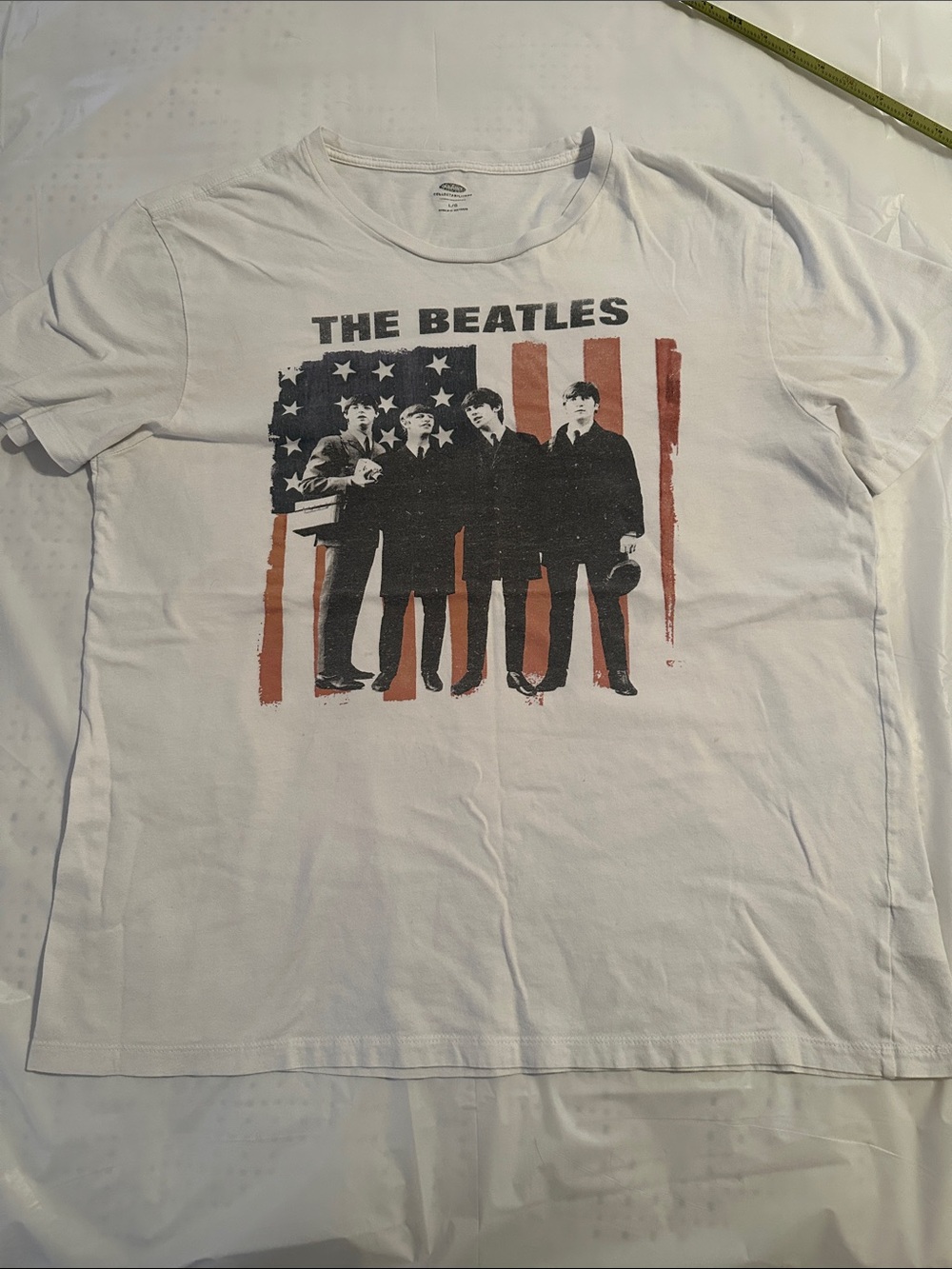 The Beatles Graphic Old Navy Tee White Band Shirt American Flag Short Sleeve